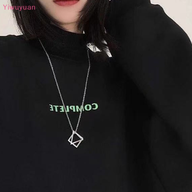< Yiwuyuan > Dây Chuyền Thép Titan Mặt Tam Giác Vuông Lồng Vào Nhau Phong Cách Đường Phố Mới Cho Nam Và Nữ