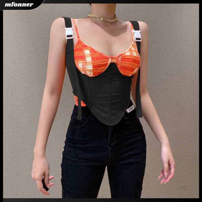 Áo Crop Top Ôm Dáng Màu Sắc Trơn Có Dây Điều Chỉnh Được Cho Nữ