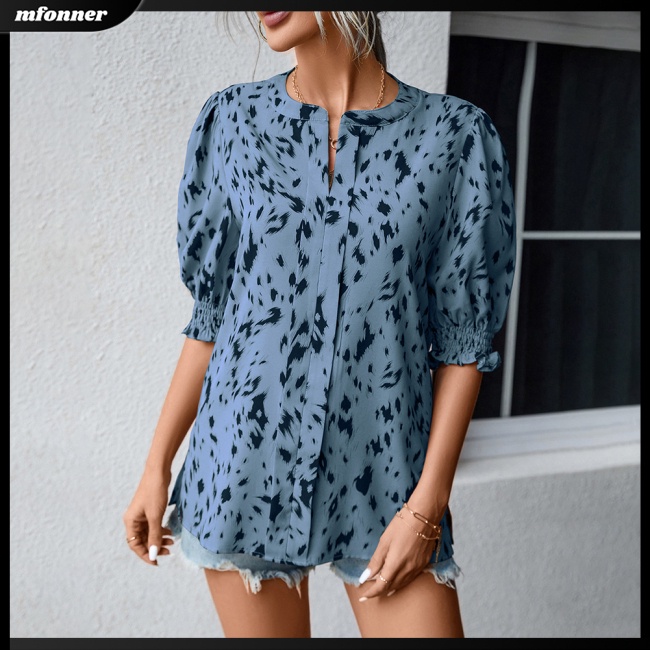 Áo Sơ Mi Tay Ngắn Cổ Tròn In Họa Tiết Thời Trang Dành Cho Nữ