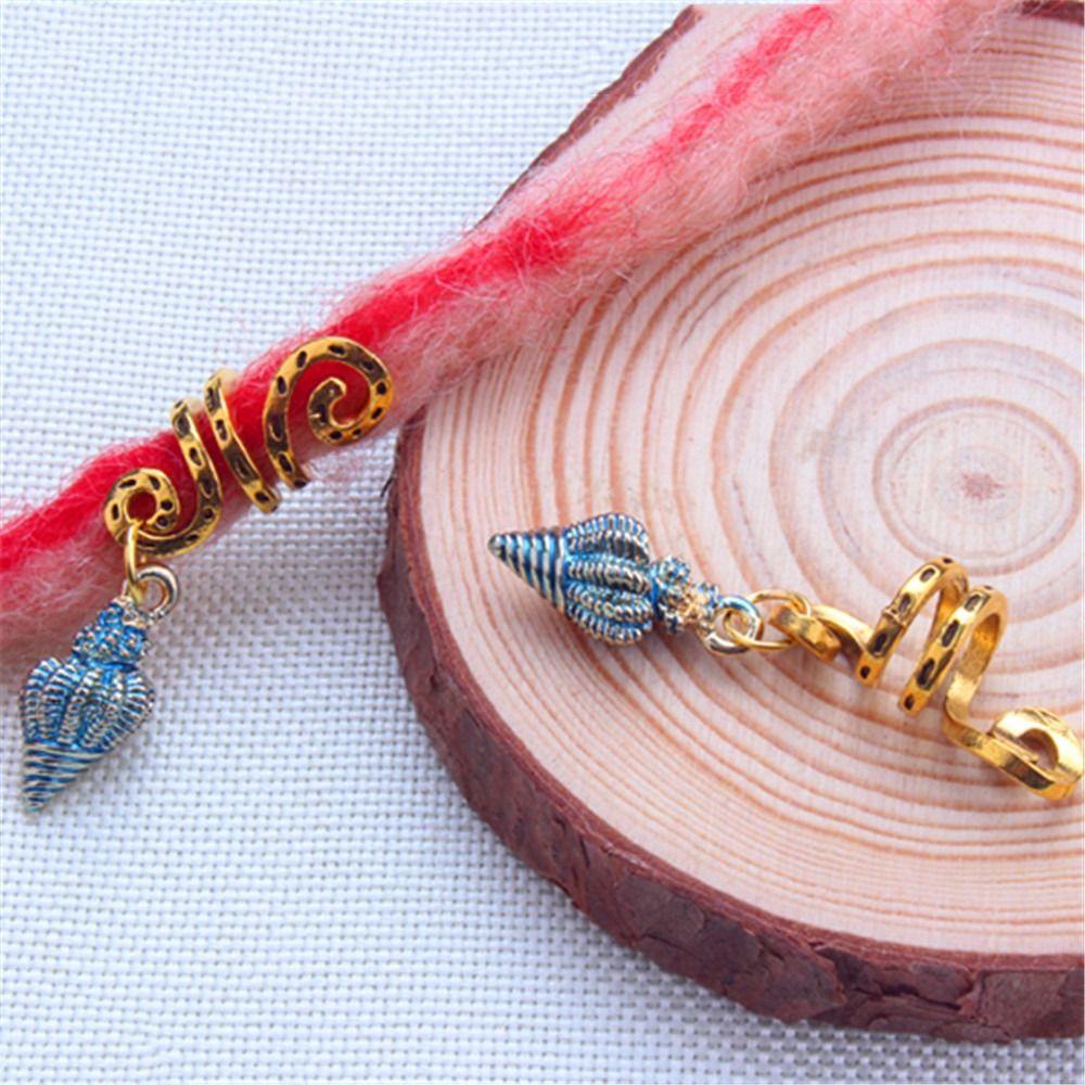 Bộ 2 Dây Buộc Tóc Hình Vỏ Sò Bằng Hợp Kim Phong Cách Hip Hop Dread Dreadlock