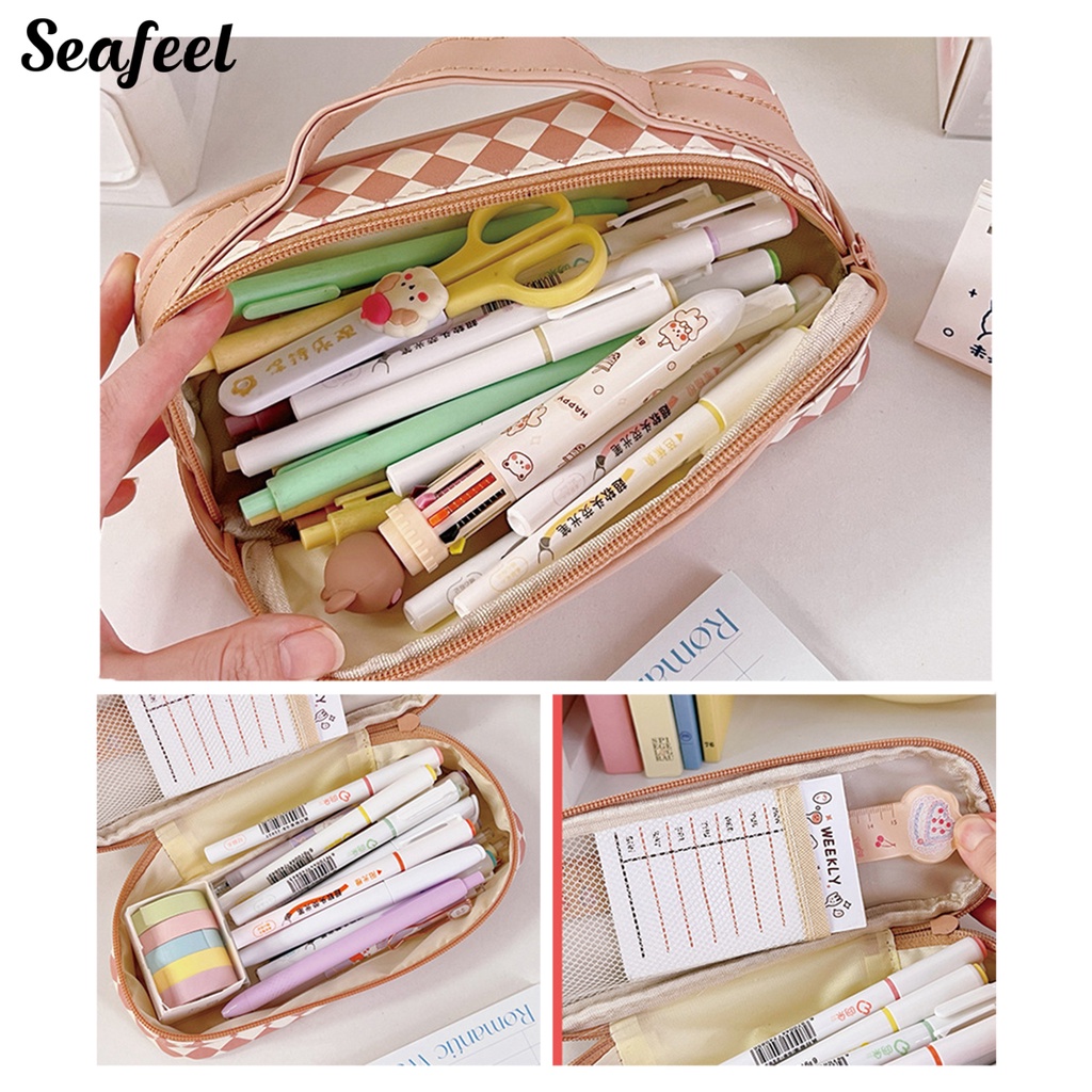 Bóp Viết Hai Lớp Chống Nước In Hình Thỏ Hoạt Hình Dễ Thương Kích Thước Lớn