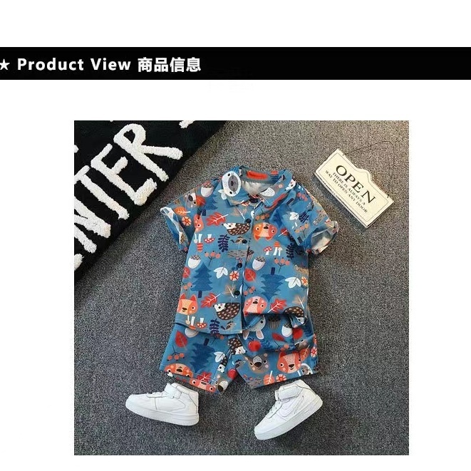 Set Áo Sơ Mi Tay Ngắn Và Quần Short Thời Trang Mùa Hè 2023 Phong Cách Mới Cho Bé Trai