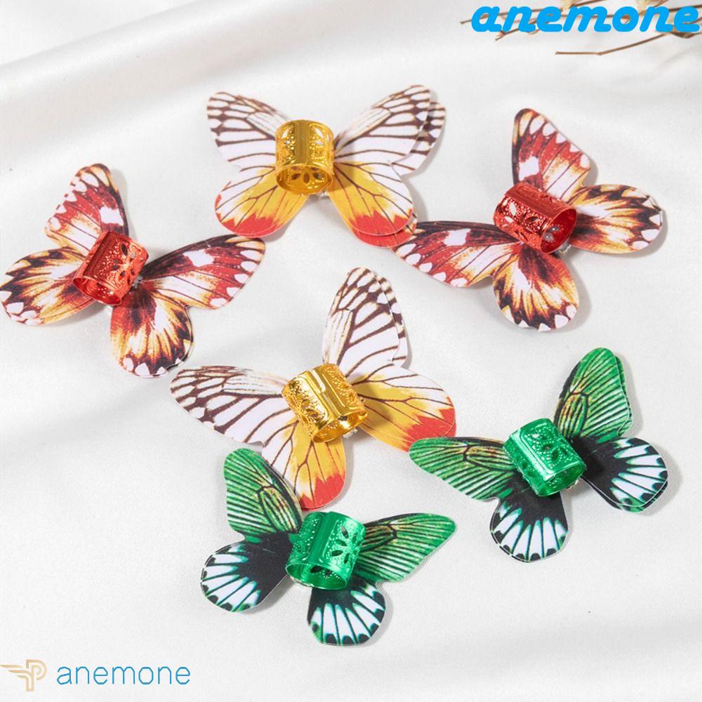 Bộ 2 Vòng Bện Tóc Kim Loại Hình Bướm Phong Cách Châu Phi Độc Đáo DIY