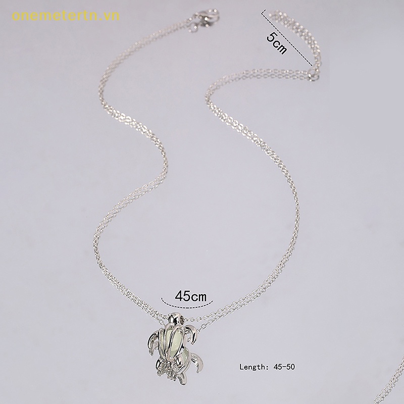 Onemetertn Dây Chuyền Bạc Mặt Rùa Dạ Quang 3 Màu Thời Trang Cho Nữ