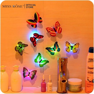 Hot! mới 3d đèn ngủ hình con bướm đồ sáng tạo nhiều màu sắc dạ quang hình con bướm đèn ngủ dán đèn led trang trí tường đèn nhỏ trang trí