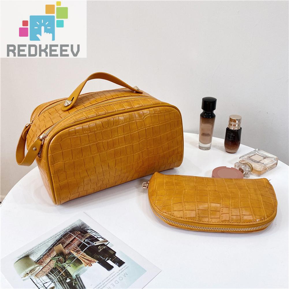 Set 2 Túi Đựng Mỹ Phẩm Bằng PU Sức Chứa Lớn Tiện Dụng Cho Nữ