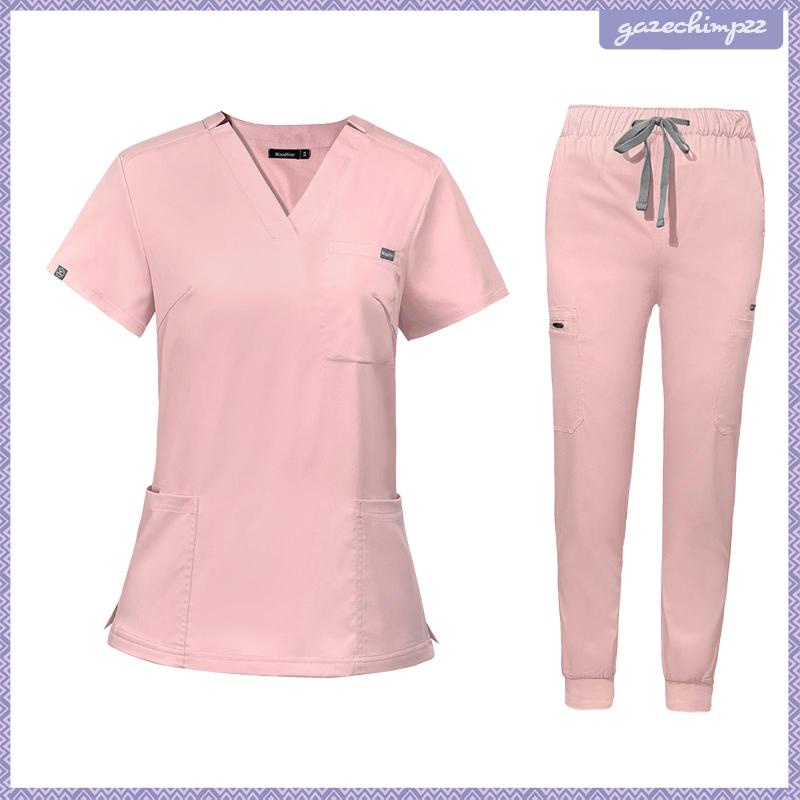 Uniforms scrub set nurse top pants bộ đồ làm việc cho cửa hàng thú cưng spa beauty salon