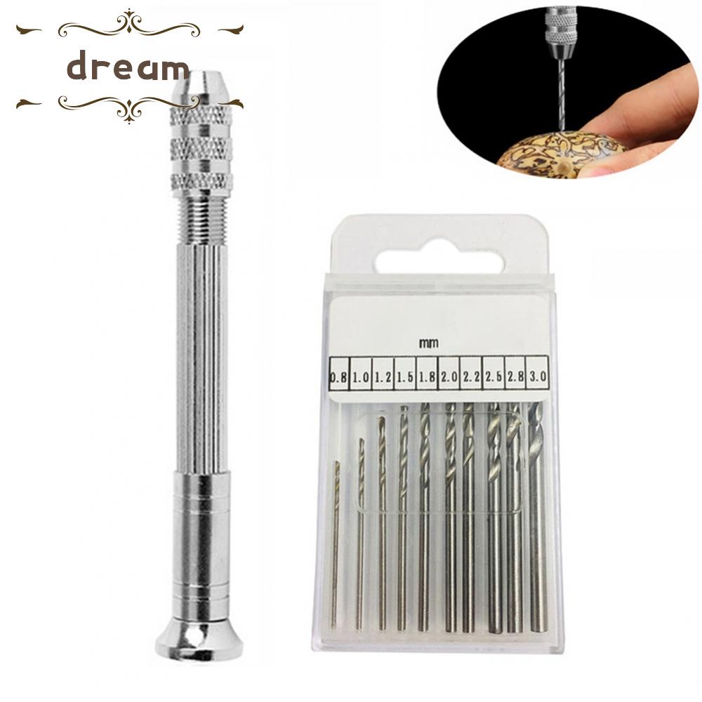 【DREAMLIFE】Hand Drill 0.8-3.0mm Drill Bits Siz 11Pcs Set Aluminum Alloy Drill Bits