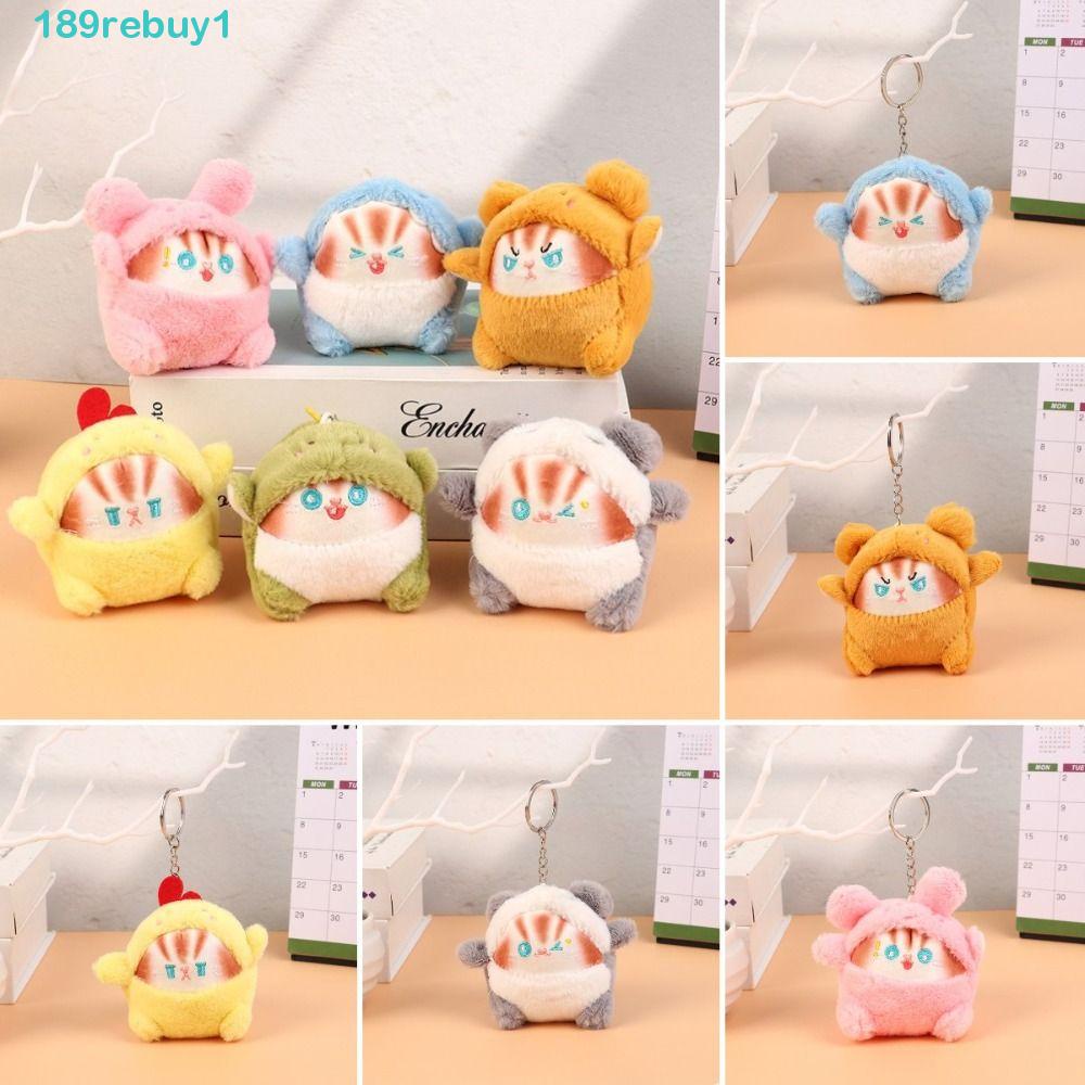 Móc Khóa Hình Chú Mèo Bằng Cotton Phối Lông PP Dễ Thương