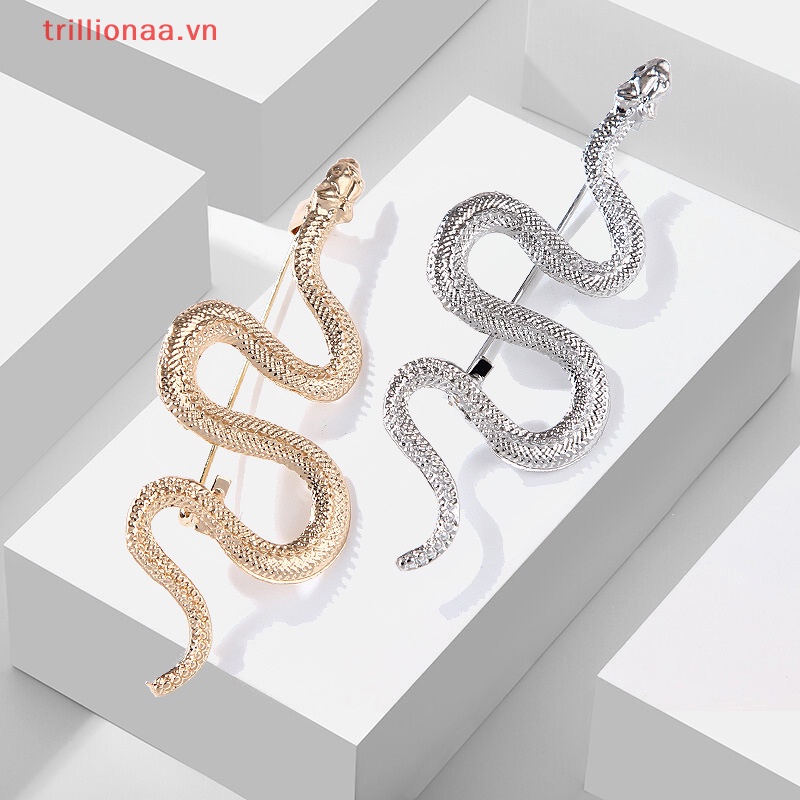 Trillionaa Ghim Cài Áo Kim Loại Hình Rắn Màu Vàng Phong Cách Vintage Độc Đáo Thời Trang
