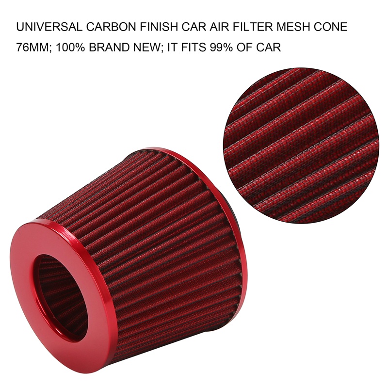 Bộ Lọc Không Khí Công Suất Cao Hình Nón Lưới Màu Đỏ Thông Dụng Cho Xe Hơi