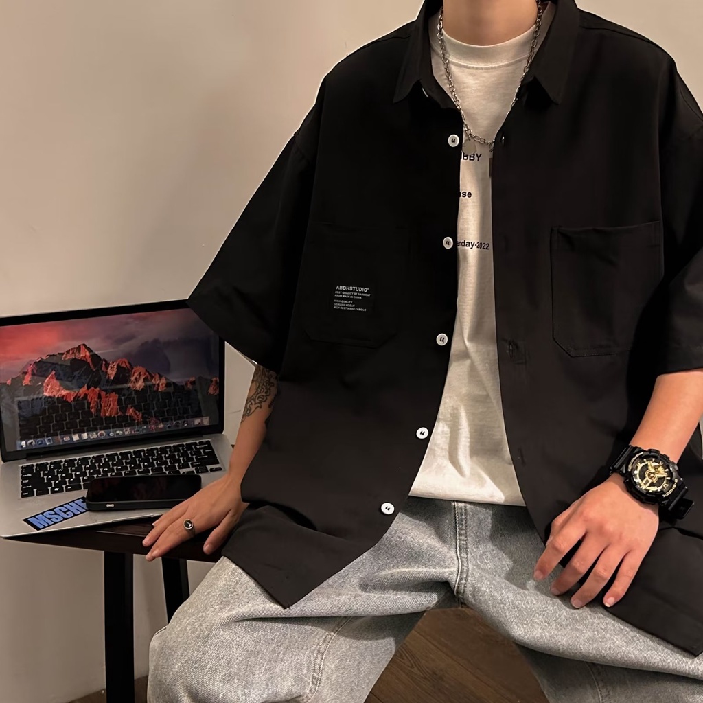 Áo Sơ Mi Ngắn Tay Phong Cách Hàn Quốc Mỏng Mát Cho Mùa Hè Dành Cho Nam Giới, Chất Liệu Cotton, Phong Cách Cổ Điển, Dễ Phối Đồ, Chất Lượng Cao