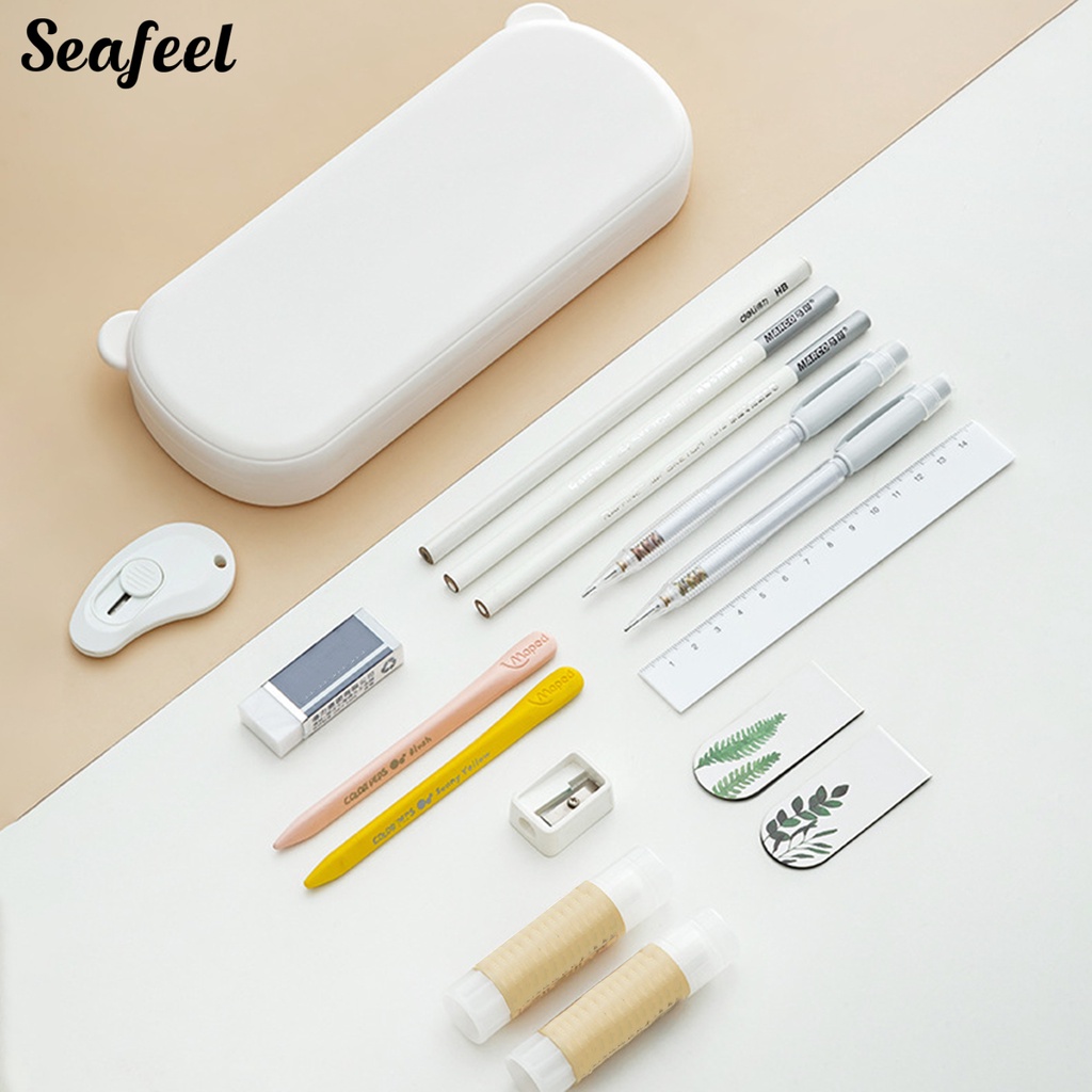 Hộp Đựng Bút Dạng Thạch Nhiều Ngăn Đa Năng Hình Gấu Hoạt Hình Tiết Kiệm Không Gian Cho Trẻ Em