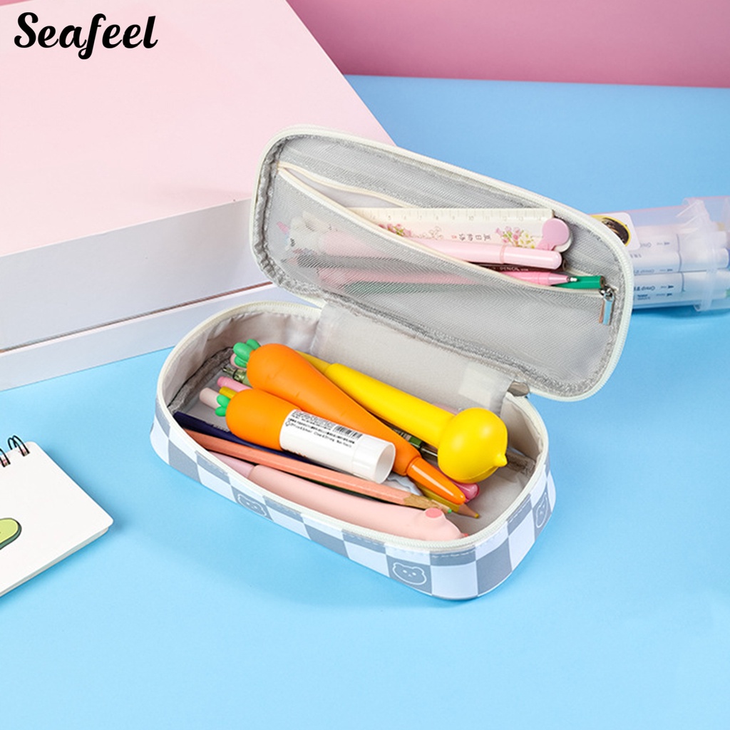 Túi Đựng Bút Bằng Vải Sức Chứa Lớn Có Tay Cầm Và Khóa Kéo Cho Học Sinh