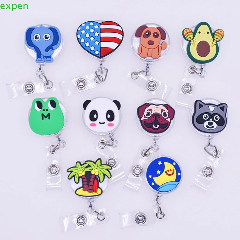 Kẹp Giữ Thẻ ID/Thẻ Tên Họa Tiết Hoạt Hình Bằng PVC Có Thể Thu Gọn Tiện Dụng Cho Y Tá / Bác Sĩ / Y Tá Giá Đỡ