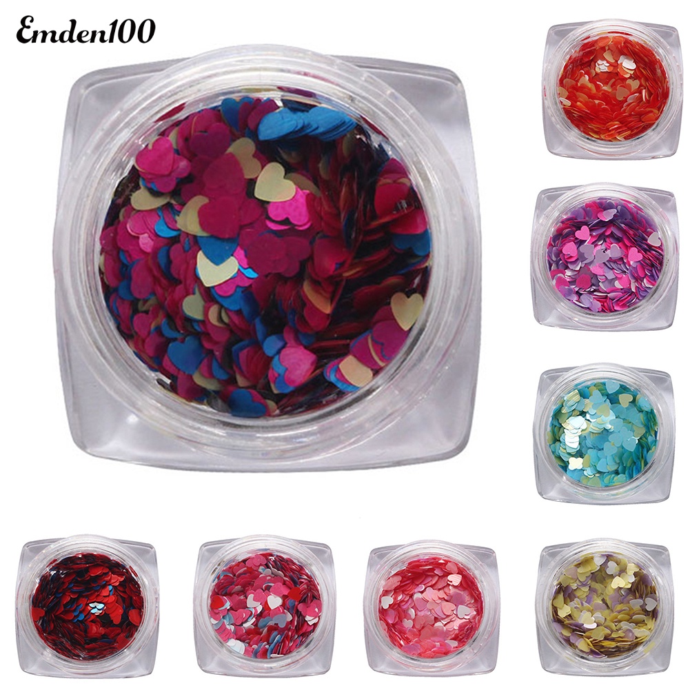 Hộp Hạt Kim Sa Hình Trái Tim Thời Trang Tự Trang Trí Móng Tay