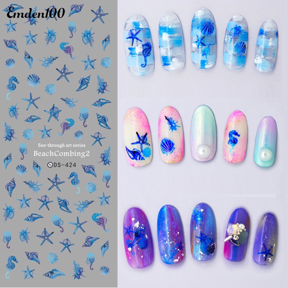 Miếng Dán Trang Trí Móng Tay Chống Nước Hình Vỏ Sò Sao Biển