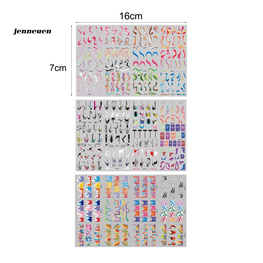 Set 3 Miếng Dán Trang Trí Móng Tay Họa Tiết Hình Học DIY