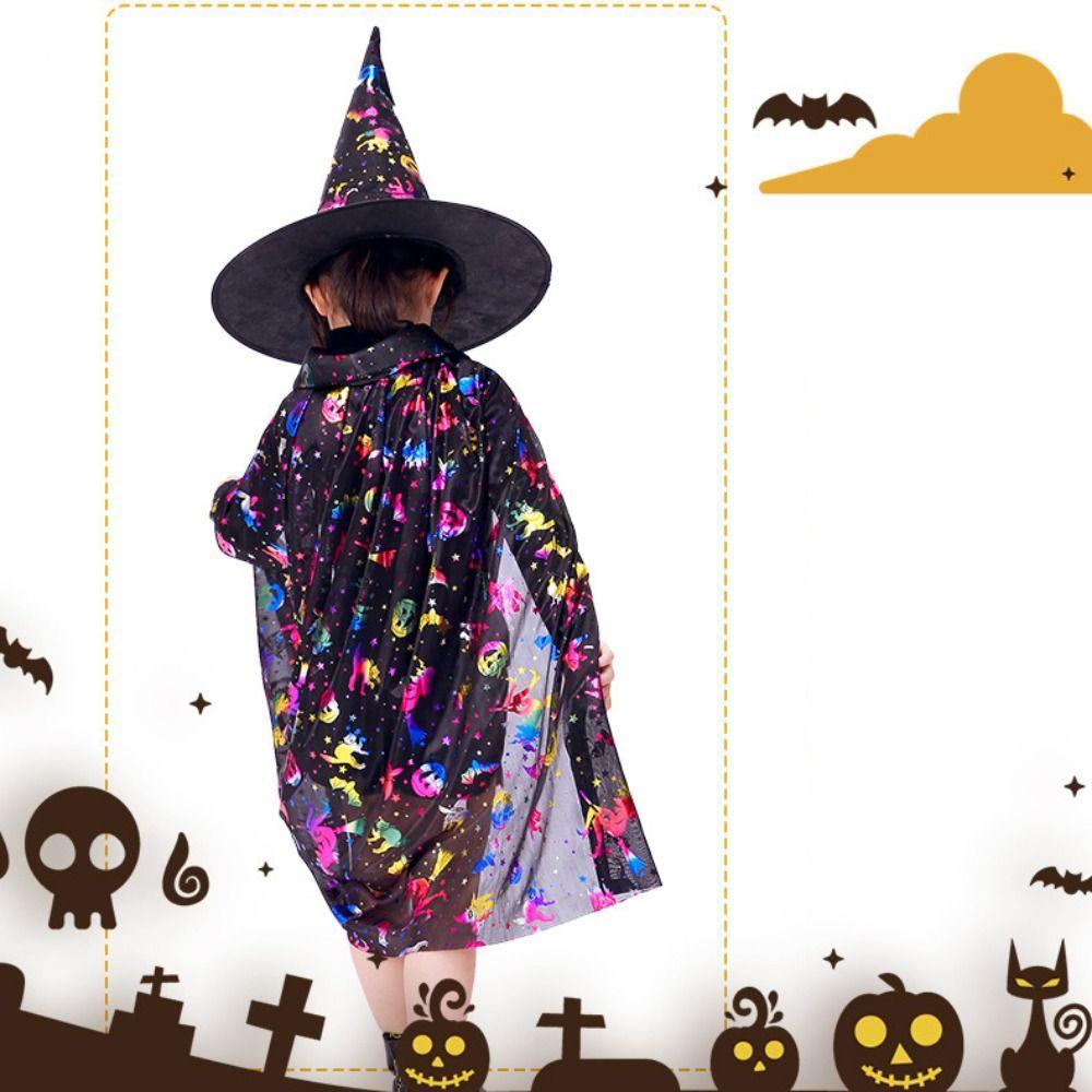 Áo choàng phù thủy HEALMEYOU có nón ngôi sao nhiều màu sắc lấp lánh thời trang Halloween