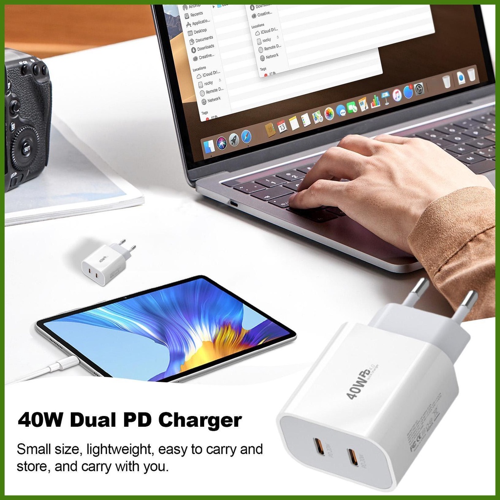 Cục Sạc Điện Thoại Di Động Loại C Cổng Kép PD 40W Thiết Kế Di Động Cho Điện Thoại rdavn