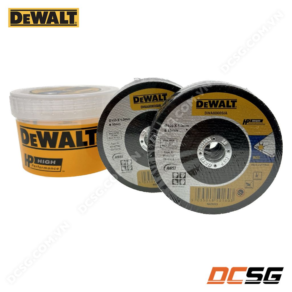 Đá cắt inox 105x1.0x16mm WA60TBF Dewalt DWA8060B50 (50 đĩa/ hộp) | DCSG