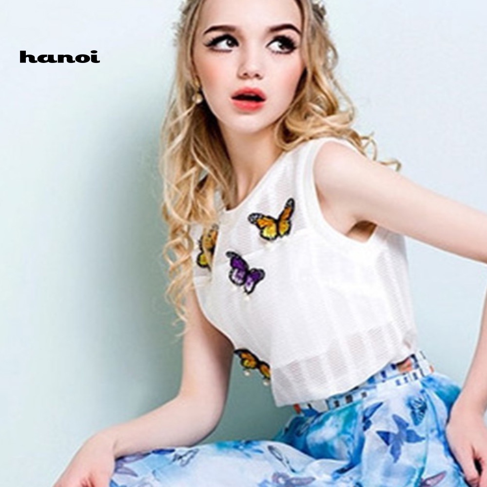 Set 10 Miếng Dán Trang Trí Quần Áo Hình Bướm Xinh Xắn