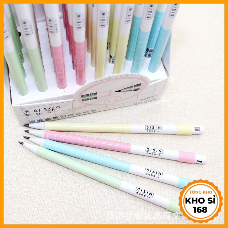 Bút chì bấm 2B có sẵn đầu chuốt gọt văn phòng phẩm đồ dùng dụng cụ học tập màu sắc đẹp E1008