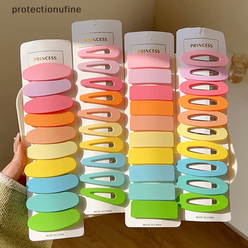 Bộ 10 Kẹp Tóc Màu Đen / Hình Chữ Nhật / Oval / Vuông Xinh Xắn Cho Bé Gái PR3VN