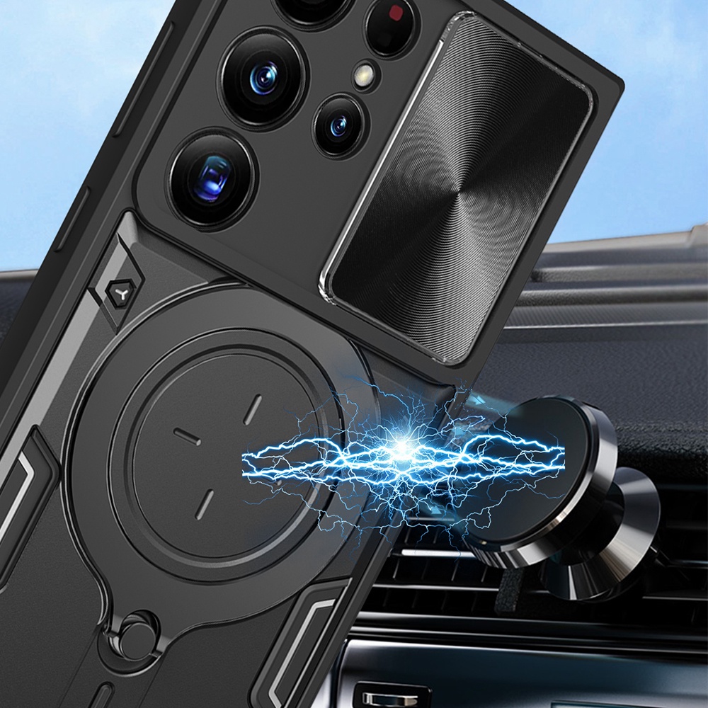 Ốp Điện Thoại Có Vòng Trượt Bảo Vệ Camera Cho Samsung Galaxy S23 S22 S21 Note 20 Ultra 5G