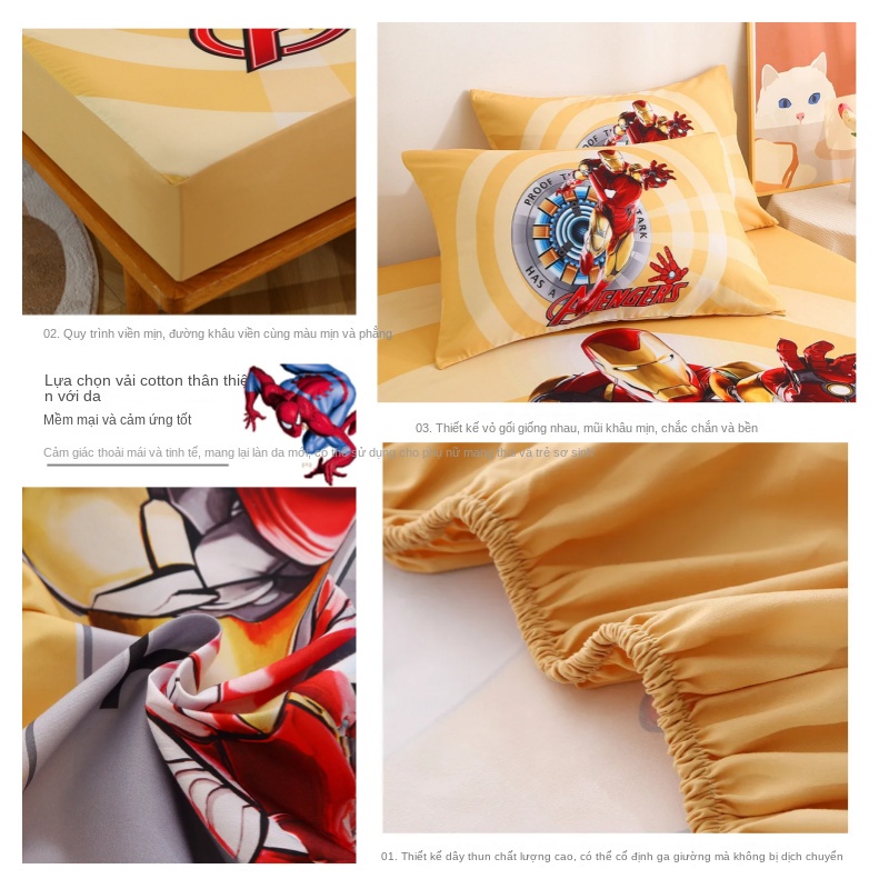 Bộ Chăn Ga Và Vỏ Gối In Hình Siêu Anh Hùng Đáng Yêu