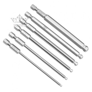【FUNWD】6pcs Ball End Hex Screwdriver Bits Metric Hex Bit 100mm Long Magnetic Driver Bit