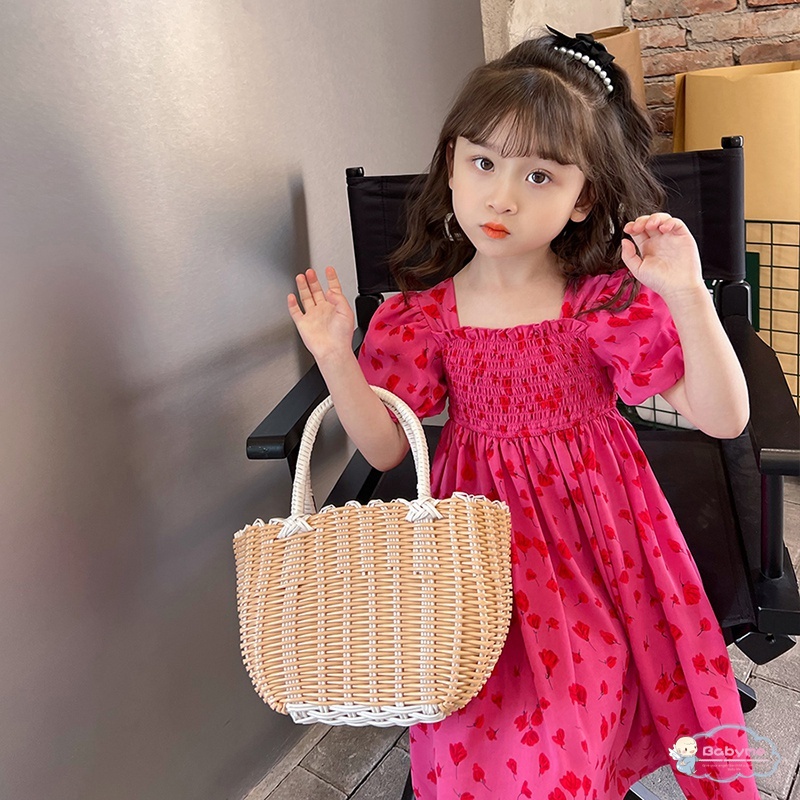 Đầm Công Chúa Tay Ngắn Phồng Dễ Thương Thân Thiện Với Da Cho Bé Gái
