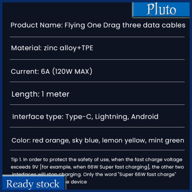 Dây Cáp Sạc Nhanh 6A 120W Usb 8-pin 3 Trong 1 Cho Iphone Micro Usb Type-C