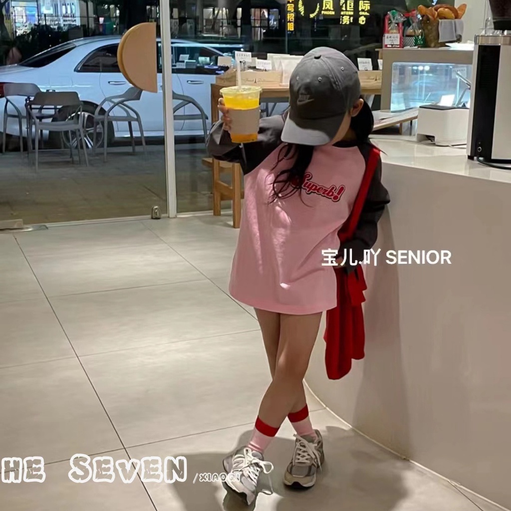 Áo Thun Tay Dài Dáng Rộng In Chữ Thời Trang Xuân Thu 2023 Cho Bé