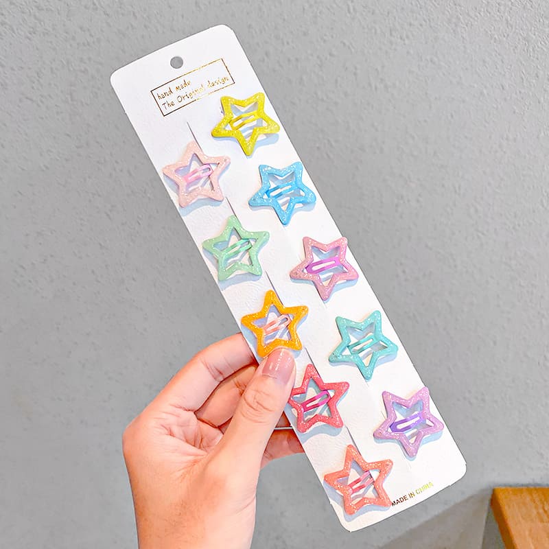 Set 10 Kẹp Tóc Nhiều Màu Sắc Dễ Thương Cho Bé Gái