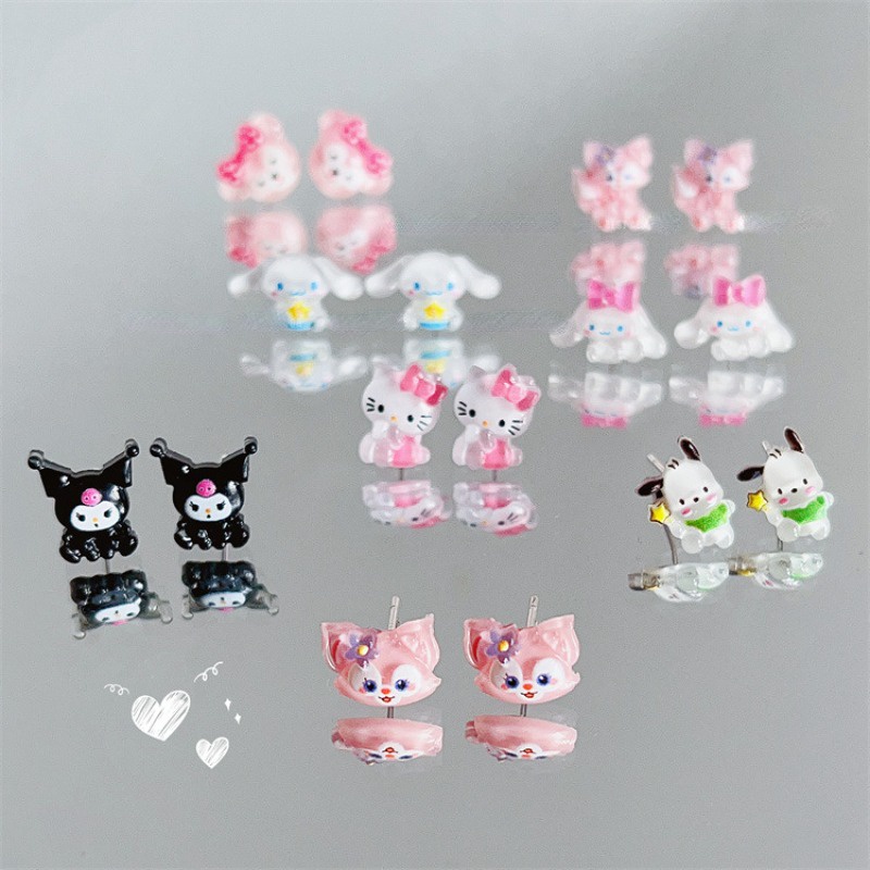 Khuyên Tai Bạc Hoạt Hình Dễ Thương Và Đơn Giản Ngọc Bích Gui Dog KT Melody Kuromi Cho Nữ Sinh