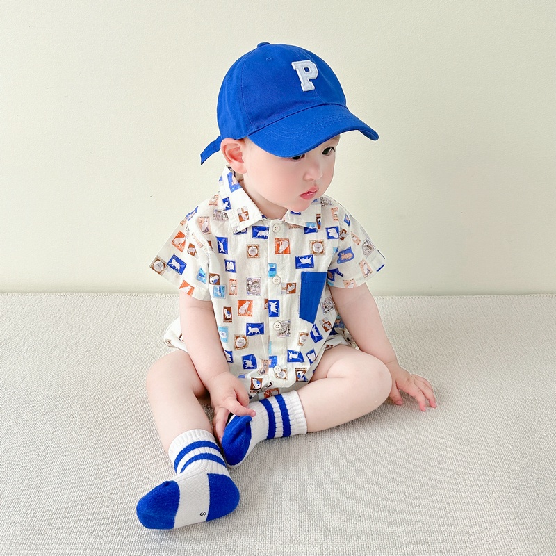 Áo Liền Quần Tam Giác Tay Ngắn In Họa Tiết Động Vật Hoạt Hình Siêu Dễ Thương Thời Trang Mùa Hè Cho Bé Sơ Sinh Từ 0 -