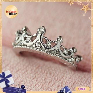 Nhẫn mạ bạc hình vương miện đính đá pha lê dành cho nữ