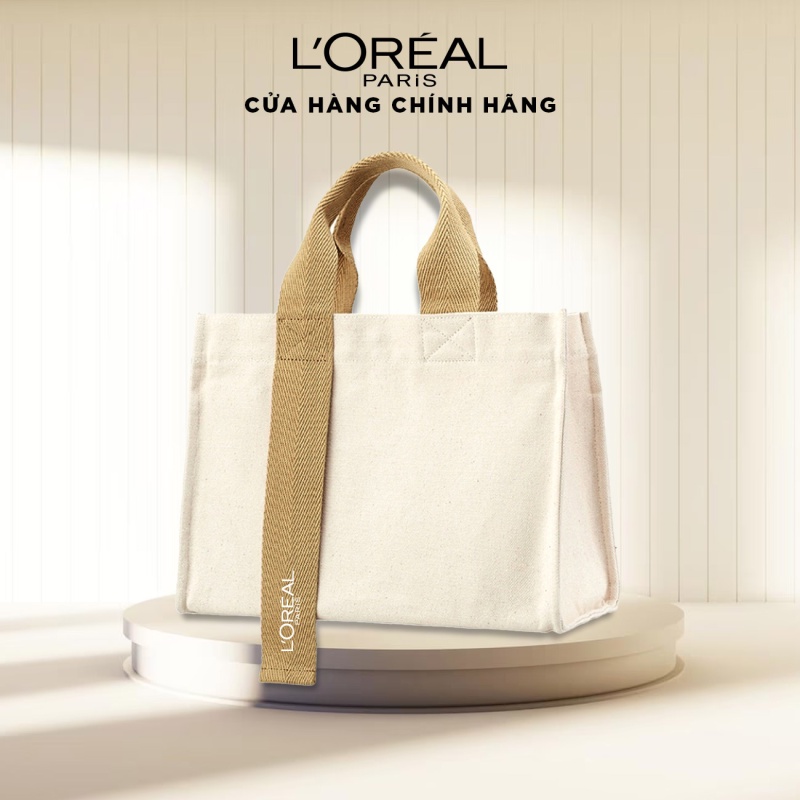 Túi Canvas màu trắng dây vàng L'Oreal Paris