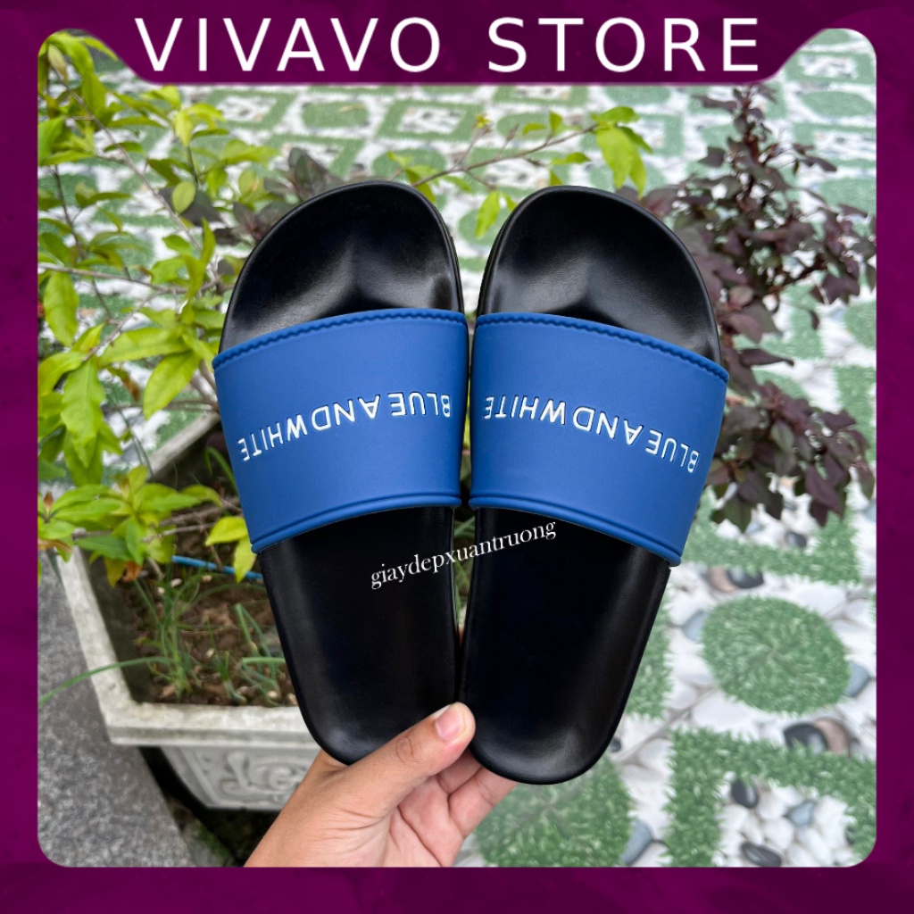 Dép ulzzang Nam Nữ phong cách Hàn Quốc - Dép Quai Ngang Blue And White - FREE SHIP