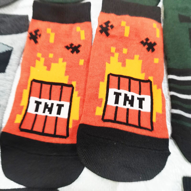 Set 5 Đôi Tất Cotton Hoạ Tiết Minecraft Cho Bé