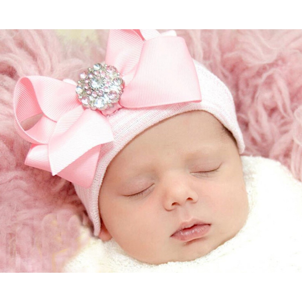 Mũ Beanie Cotton Kẻ Sọc Thắt Nút Đang Ngủ Cho Trẻ Sơ Sinh Mới Sinh Năm 2023