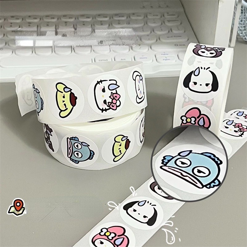 SANRIO Bộ 500 Miếng Dán Hoạt Hình Kuromi Kawaii Dễ Thương Trang Trí Gói Quà
