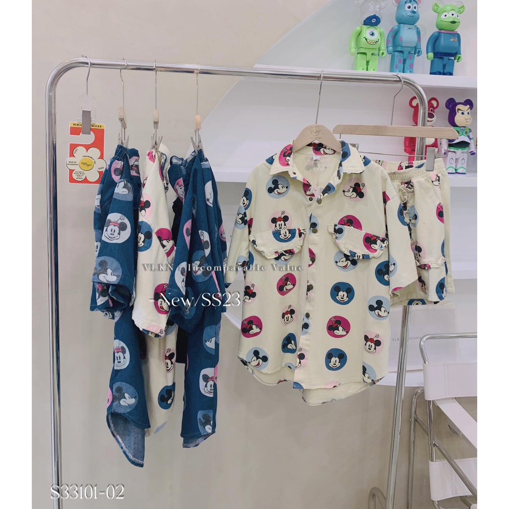 Set chấm bi mic.key viền bèo