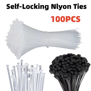 Bộ tổ chức dây cáp điện 100 cái ties cáp nylon pvc / dây buộc cáp nylon trắng / đen tự khóa / dây buộc có thể tái sử dụng / dây buộc kéo dài bằng nhựa chắc chắn