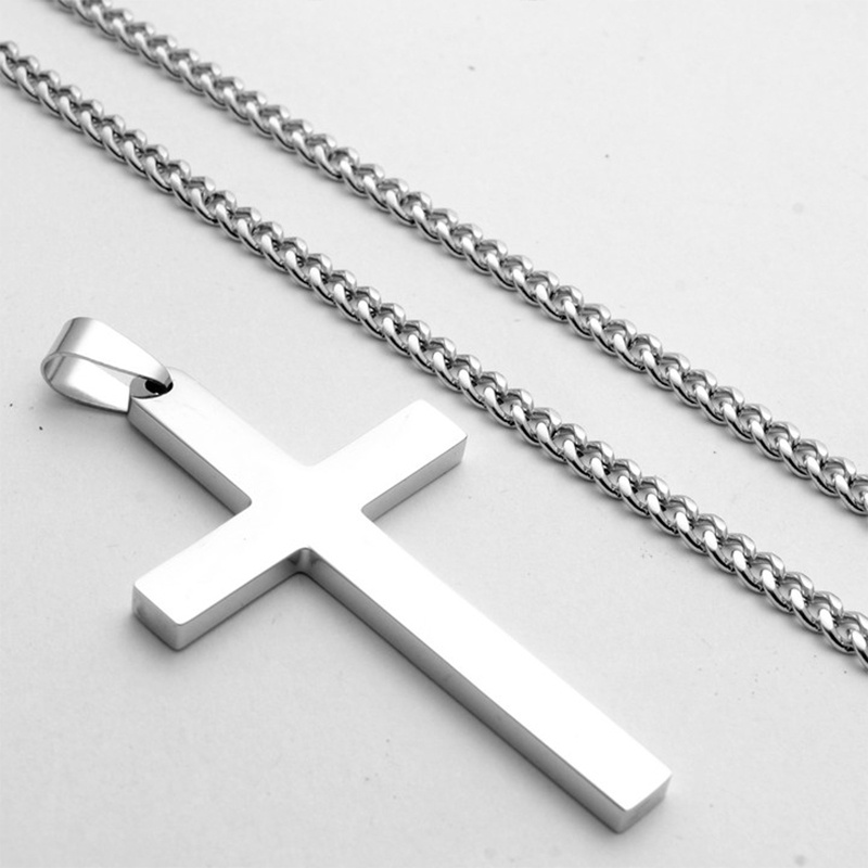 Vòng cổ Bằng Thép Không Gỉ Mặt Hình Thánh Giá Phong Cách Hip Hop Cho Nam