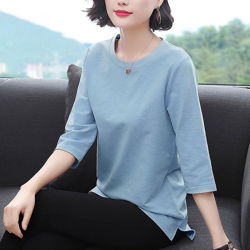 Áo Thun Tay Dài Mùa Thu / Size Lớn Phong Cách Mới / Mặc Cho Phụ Nữ Trung Niên / Dáng Rộng / Dài Tay