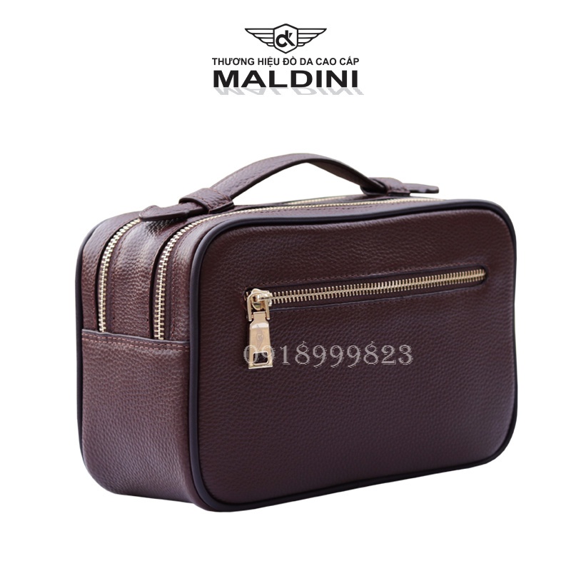 Túi cầm tay đựng dụng cụ chơi golf nam nữ Maldini da thật, khóa an toàn