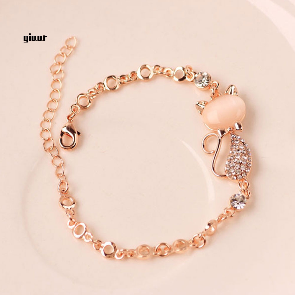Vòng Tay Đính Đá Opal Nhân Tạo Hình Mèo Thời Trang Cho Nữ