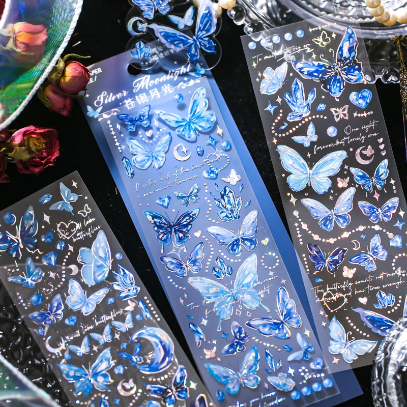 Bộ 3 Miếng Dán Hình Bướm Trang Trí Sổ Tay Xinh Xắn